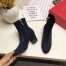 Valentino Dark Blue Stretch Suede 60mm Rockstud Bootie