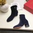Valentino Dark Blue Stretch Suede 60mm Rockstud Bootie