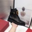 Valentino Vlogo Combat Boot 35MM In Black Leather