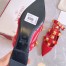 Valentino Roman Stud Ballet Flats In Red Calfskin