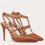 Valentino Rockstud Ankle Strap 100mm Pumps In Brown Leather