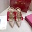 Valentino Rockstud Ankle Strap 100mm Pumps In Poudre Leather