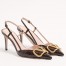 Valentino VLogo Signature Slingback Pumps 80mm in Black Croc-embossed Leather
