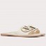 Valentino VLogo Cut-out Slide Sandals in White Leather