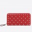 Valentino Rockstud Spike Zip Wallet In Piment Lambskin