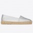 Saint Laurent Monogram Espadrilles In Silver Metallic Lambskin