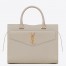 Saint Laurent Medium Uptown Tote In Blanc Smooth Leather