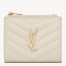 Saint Laurent Cassandre Bi-fold Wallet in White Matelasse Leather