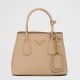 Prada Double Mini Bag In Beige Saffiano Leather