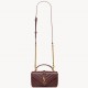Saint Laurent College Mini Chain Bag in Bordeaux Crackled Leather